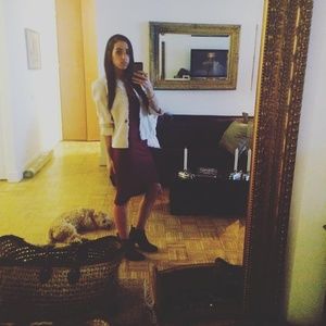 This maroon dress with the elie tahari blazer